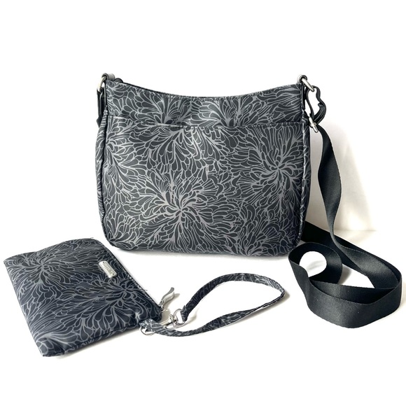 Baggallini Uptown Crossbody w/RFID Wristlet in Midnight Blossom - Picture 2 of 11